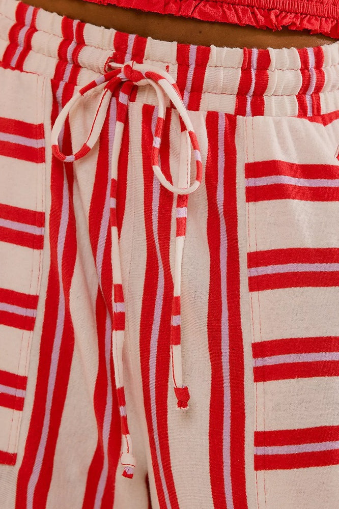 Beach Style Striped Drawstring Wide Leg Pants image 15