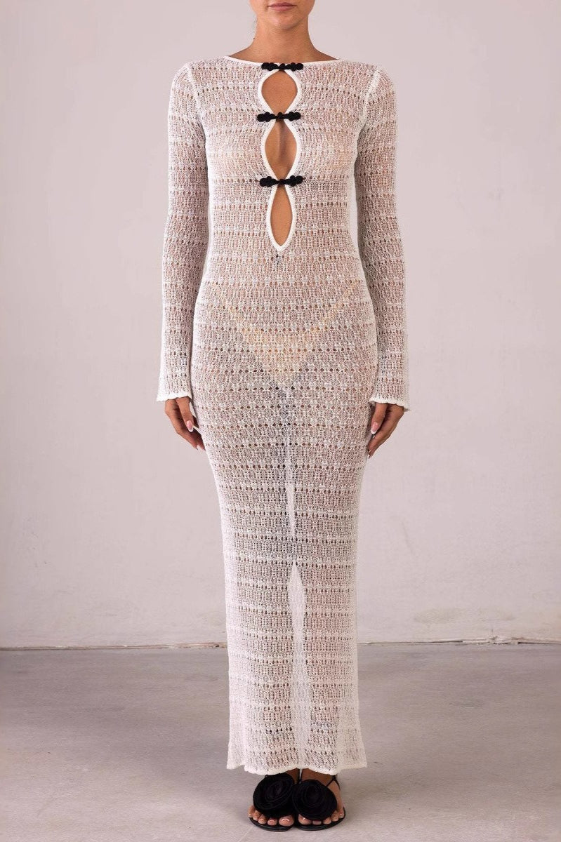 Sexy Backless Bohemian Knit Maxi Dress image 3
