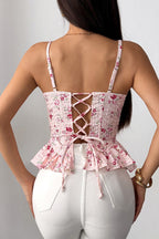 Floral Irregular Ruffle Tie Cami Top image 18