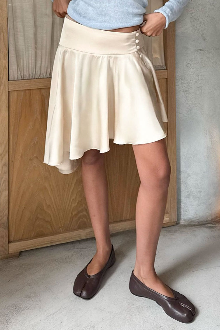 Satin Side Slit Asymmetrical Skirt image 1