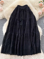 Soleil Eyelet Skirt detail view styled for Avrienne