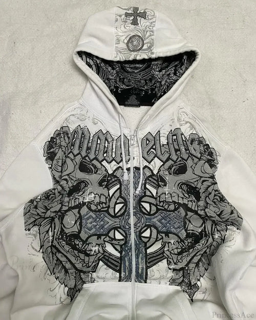 Affliction Gothic Skull Zipper Hoodie image 2