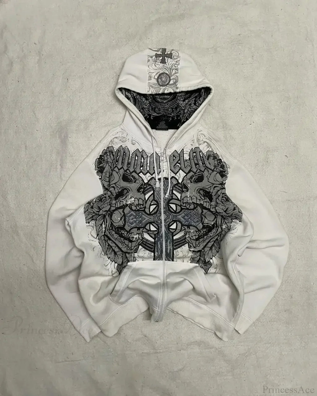 Affliction Gothic Skull Zipper Hoodie image 1