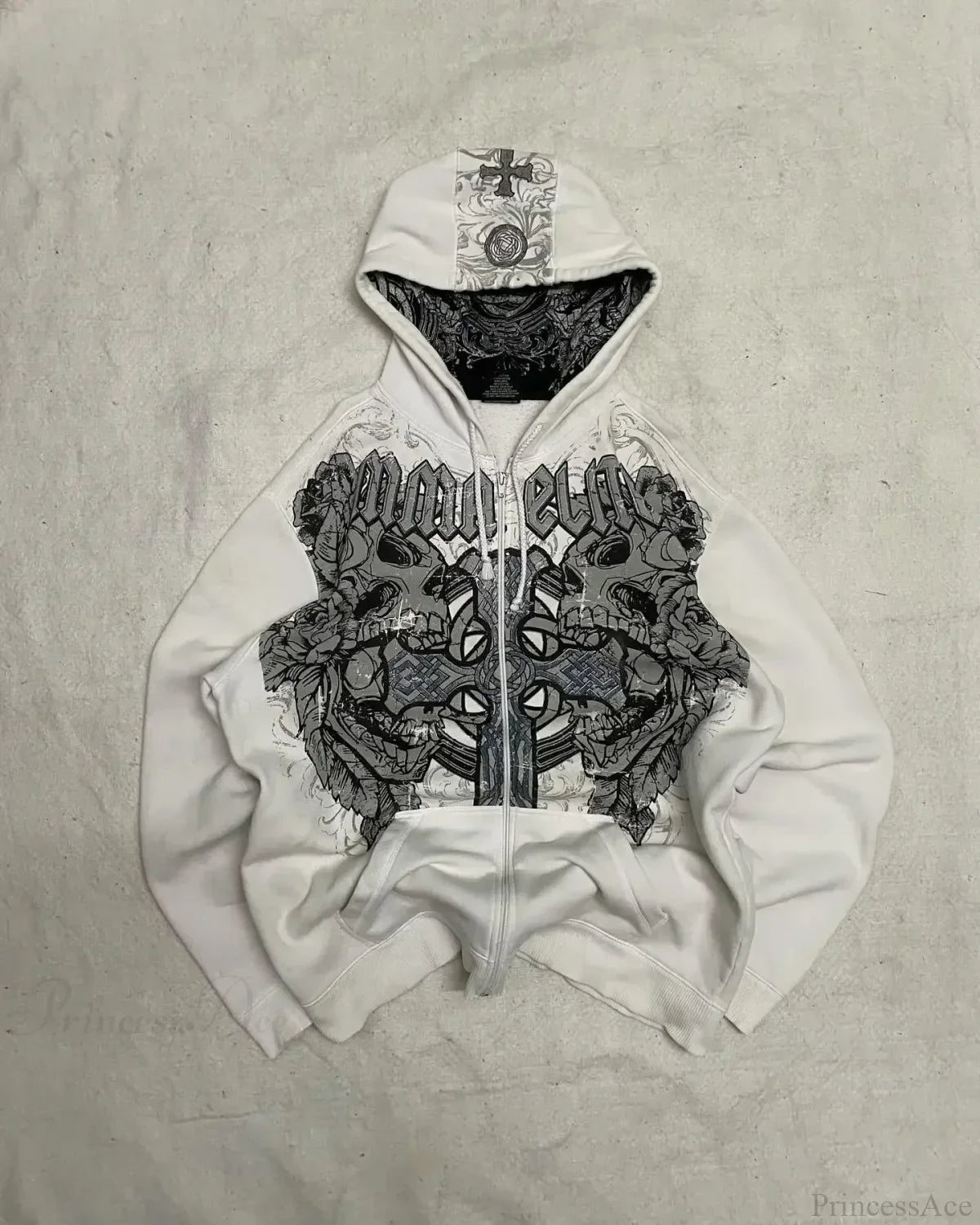 Affliction Gothic Skull Zipper Hoodie image 1