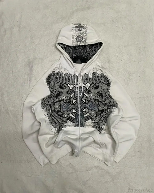 Affliction Gothic Skull Zipper Hoodie image 1