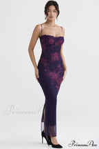 Aiza Purple Stylish Floral Dress image 5