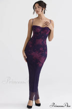 Aiza Purple Stylish Floral Dress image 4