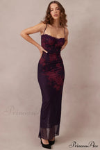 Aiza Purple Stylish Floral Dress image 11