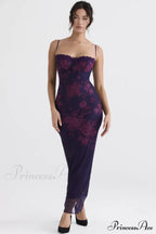 Aiza Purple Stylish Floral Dress image 1