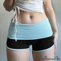 All In Skinny High Waisted Tight Fitting Color Contrast Peach Hip Lift Stretch Yoga Pants Short image 1