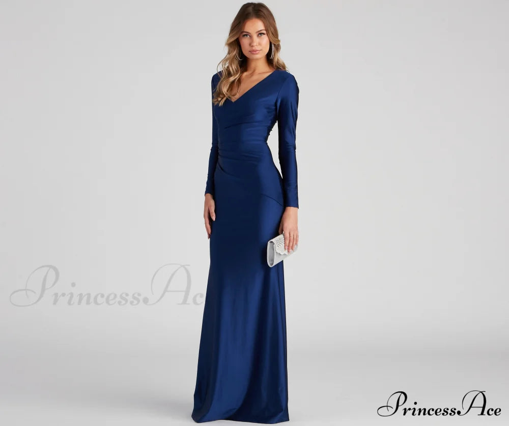 Amelia Long Stylish Sleeve Mermaid Dress image 4