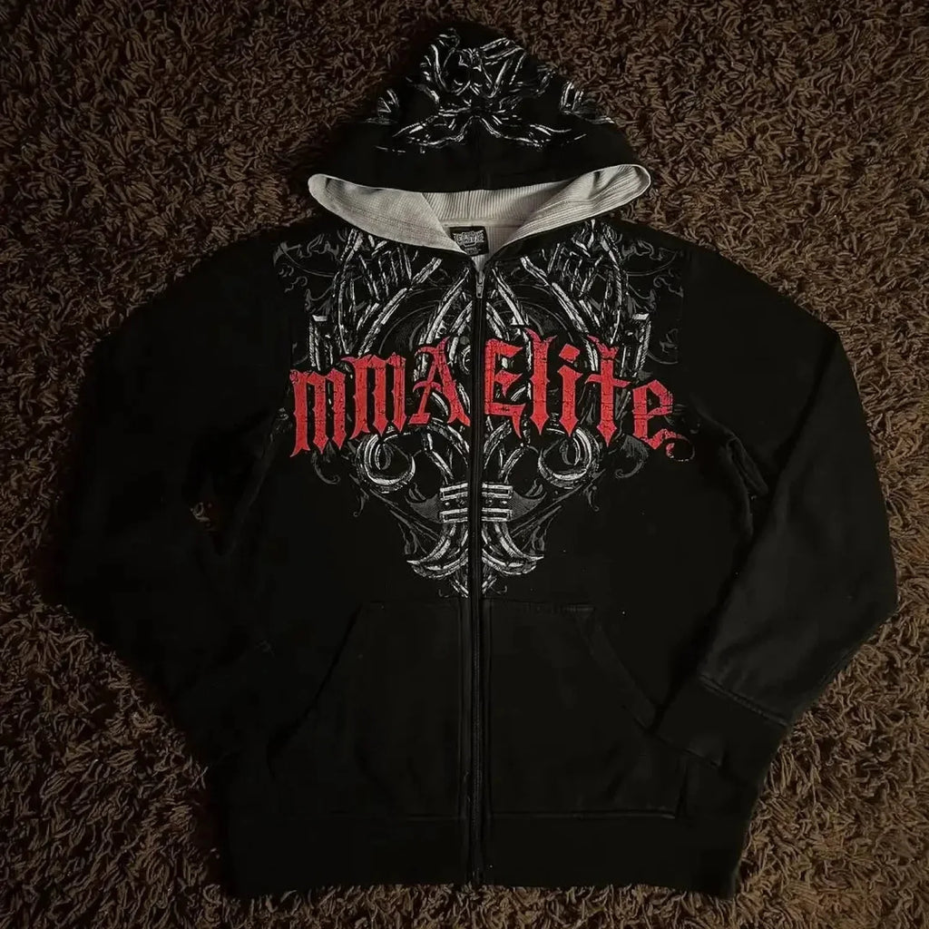 American Gothic Skull Large Zipper Hoodie image 1