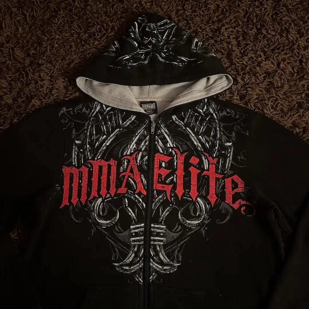 American Gothic Skull Large Zipper Hoodie image 2