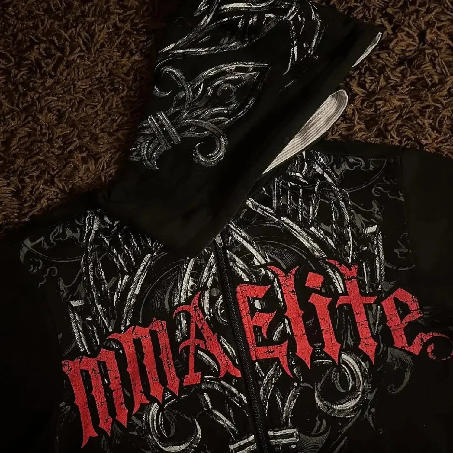 American Gothic Skull Large Zipper Hoodie image 3