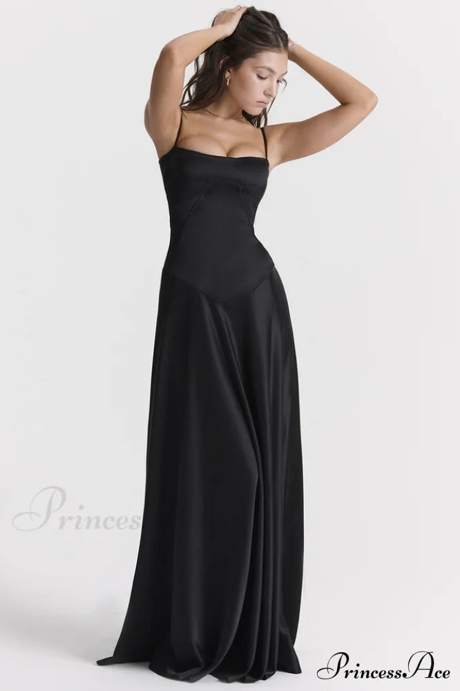Anabella Black Lace Maxi Dress image 6