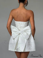And Sexy Jacquard Tube Graceful Top Bow Mini Dress image 3