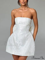 And Sexy Jacquard Tube Graceful Top Bow Mini Dress image 2