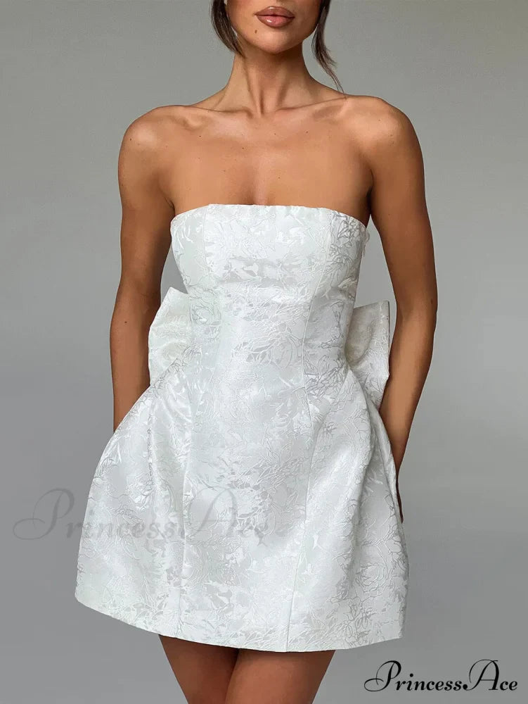 And Sexy Jacquard Tube Graceful Top Bow Mini Dress image 1