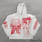 Angel Print Y2K Zip Loose Hoodie image 3