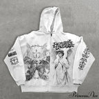 Angel Print Y2K Zip Loose Hoodie image 2