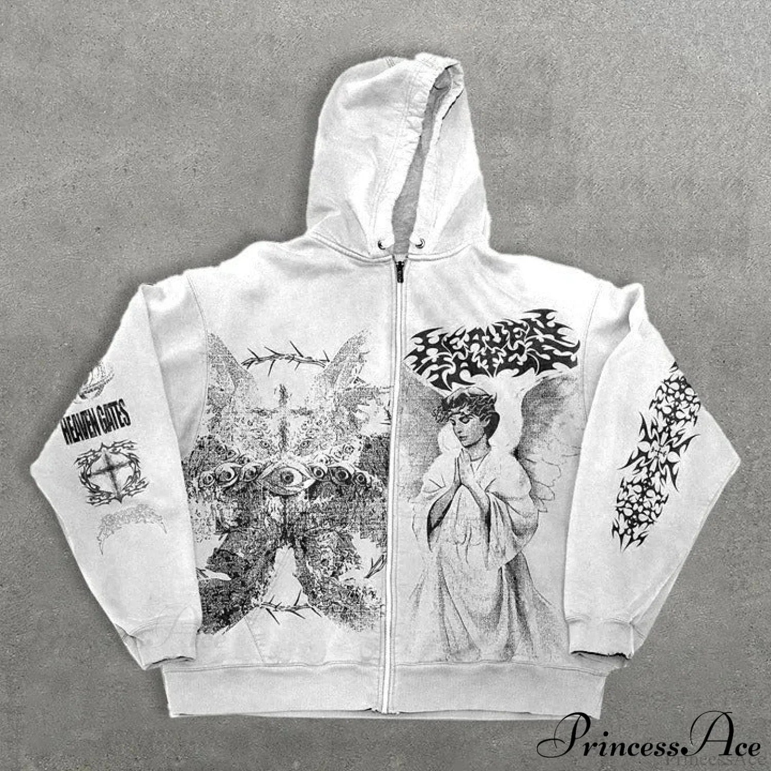 Angel Print Y2K Zip Loose Hoodie image 2