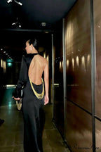 Angelou Black Backless Charming Chain Maxi Dress image 9