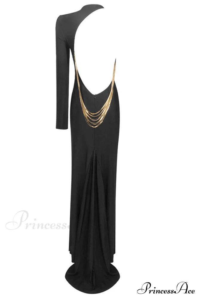 Angelou Black Backless Charming Chain Maxi Dress image 13