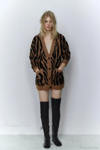 Animal Jacquard V-neck Long Sleeve Cardigan image 2