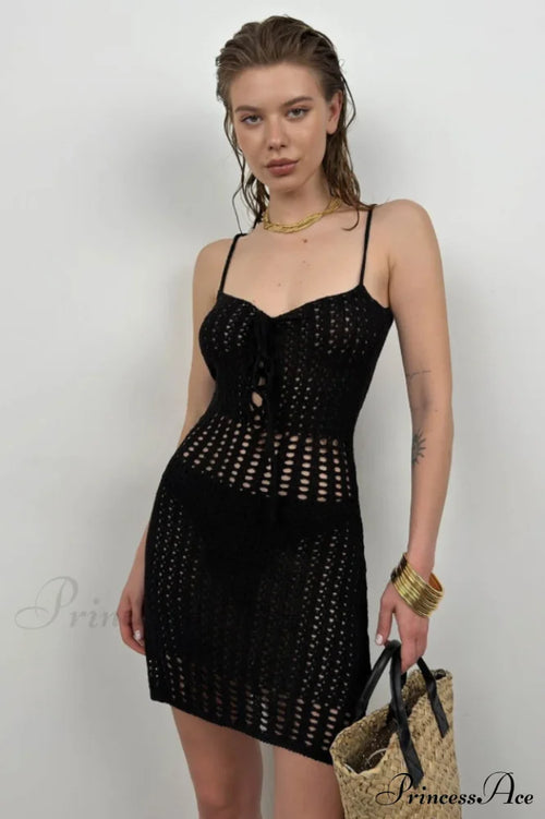 Another Girl Crochet Charming Knit Mini Dress image 1