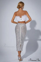Ansley Strapless Feather Charming Mesh Skirt Set image 7