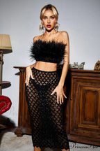 Ansley Strapless Feather Charming Mesh Skirt Set image 3