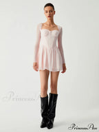 Aphrodite Mesh Bustier Corset Modern Long Sleeve Short Dress image 3