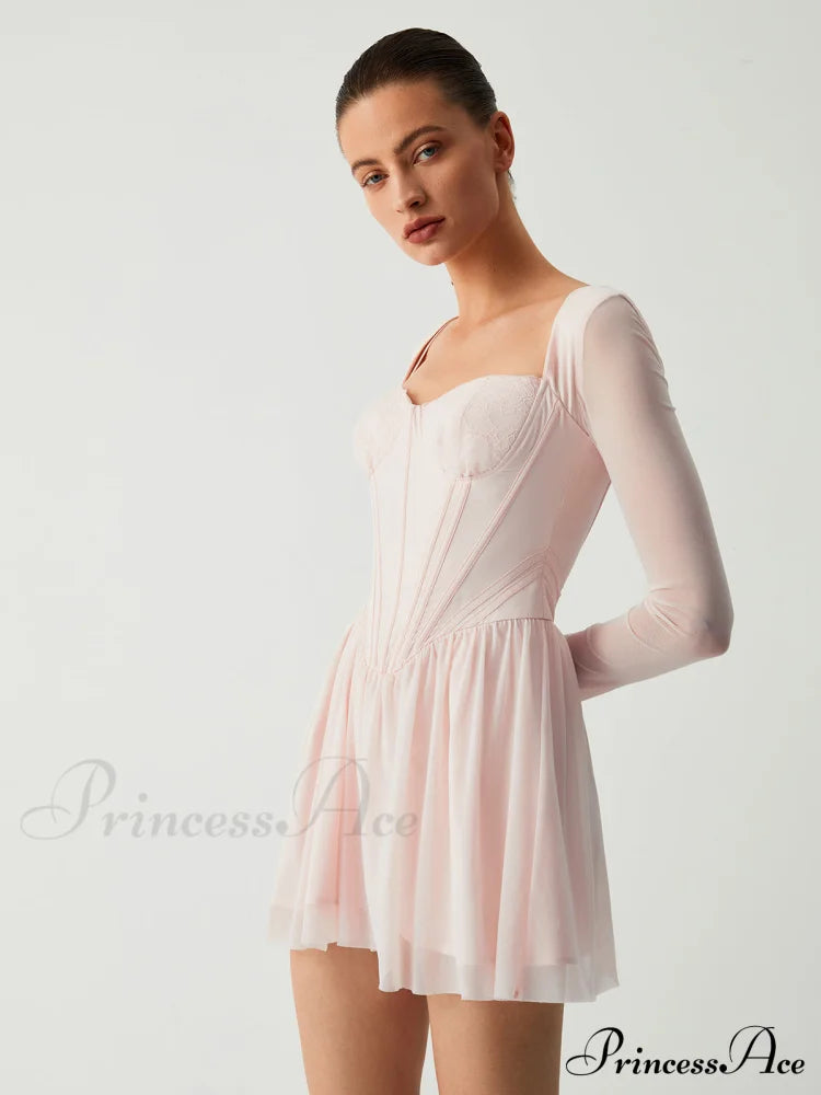 Aphrodite Mesh Bustier Corset Modern Long Sleeve Short Dress image 4