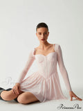 Aphrodite Mesh Bustier Corset Modern Long Sleeve Short Dress image 1