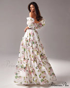 Apple Blossom Feminine Charming Voluminous Sheer Sleeves Dress image 4