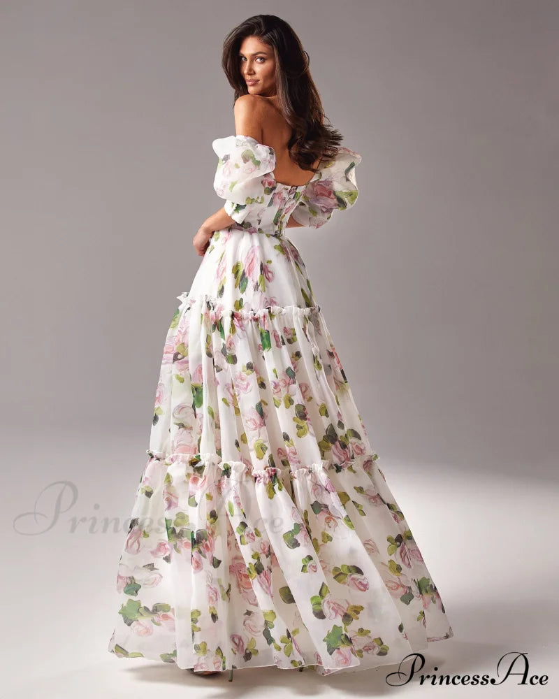 Apple Blossom Feminine Charming Voluminous Sheer Sleeves Dress image 4