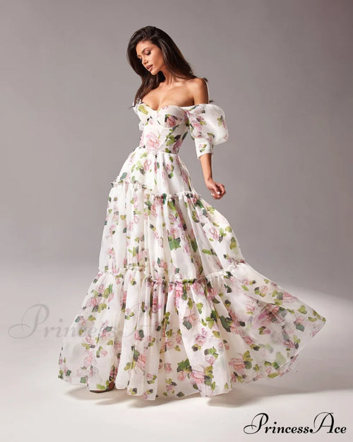 Apple Blossom Feminine Charming Voluminous Sheer Sleeves Dress image 2