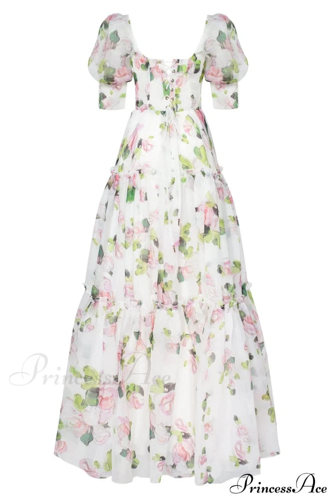Apple Blossom Feminine Charming Voluminous Sheer Sleeves Dress image 3