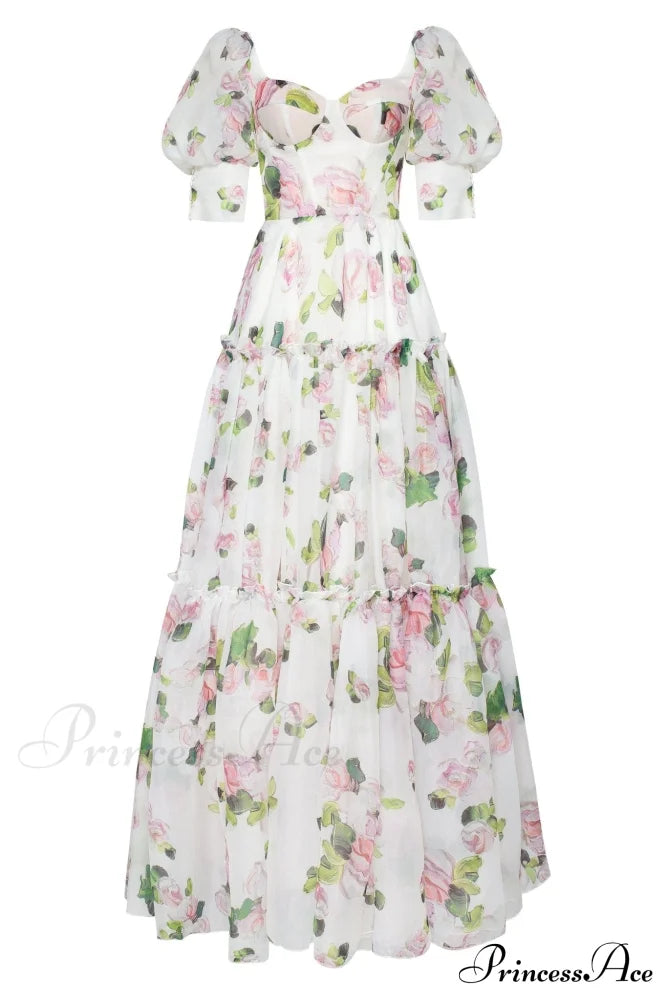Apple Blossom Feminine Charming Voluminous Sheer Sleeves Dress image 1