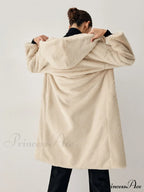 Apricot Faux Fur Trendy Hooded Longline Coat image 6