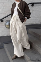 Apricot High Waist Drawstring Pleated Pants image 2