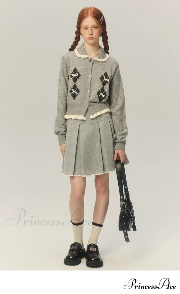 Argyle Collar Stylish Buttoned Knitted Cardigan image 9