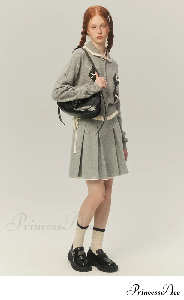 Argyle Collar Stylish Buttoned Knitted Cardigan image 10