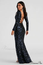 Arial Formal Stylish Sequin Lace-Up Dress image 3