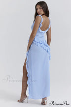 Ariela Soft Blue Charming Ruffle Maxi Dress image 5