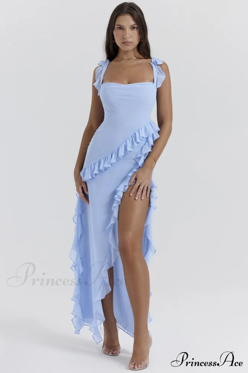 Ariela Soft Blue Charming Ruffle Maxi Dress image 2