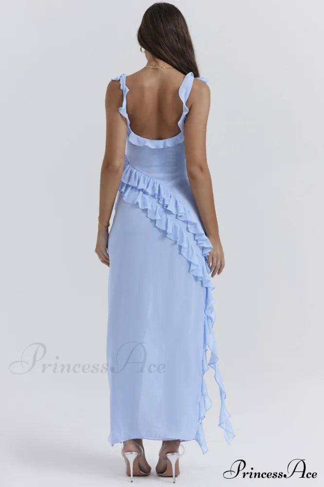 Ariela Soft Blue Charming Ruffle Maxi Dress image 6