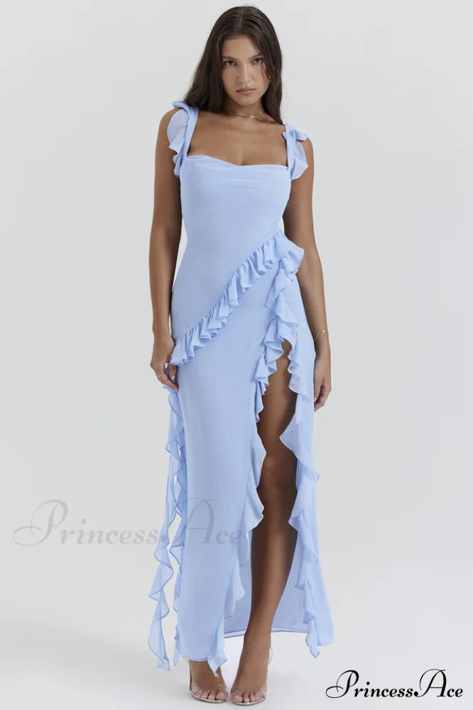 Ariela Soft Blue Charming Ruffle Maxi Dress image 1