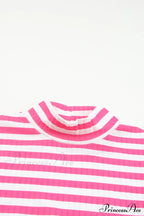 Arm Design Long Textured Pink Knit Striped Tee image 8
