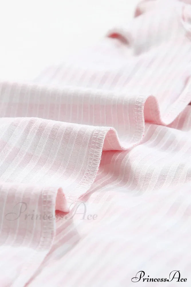 Arm Design Long Textured Pink Knit Striped Tee image 9